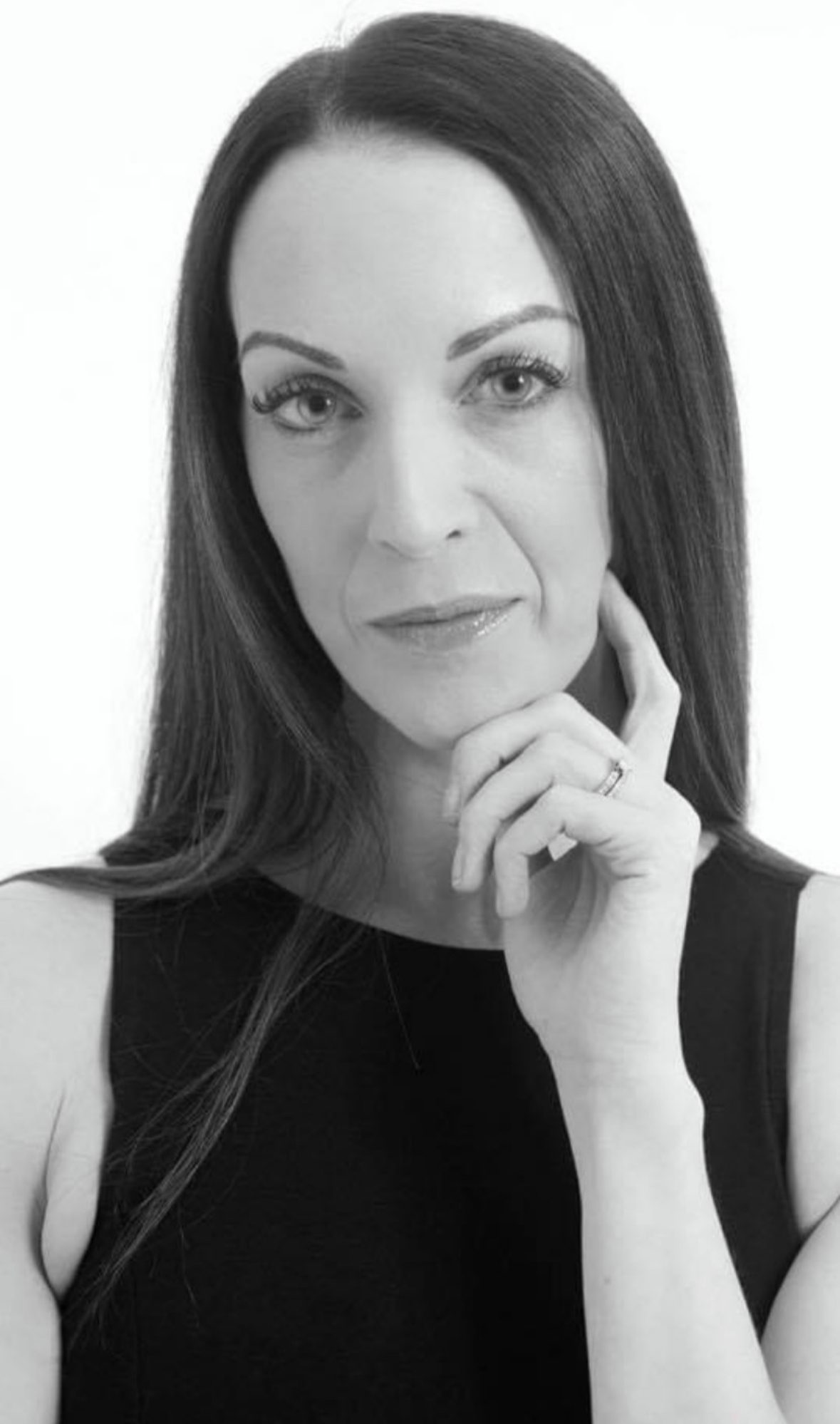 Black and white portrait of principal Charlotte Ormerod